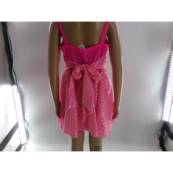 Dance Costume Medium Child Pink A Wish Come True V1454 Tap Jazz Sequin Dress - Picture 4 of 4